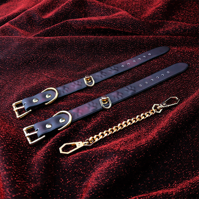 BDSM Bondage Handcuffs with 3D Cat Paw Design – Heat-Sensitive Color-Changing Leather – Adult Novelty Item