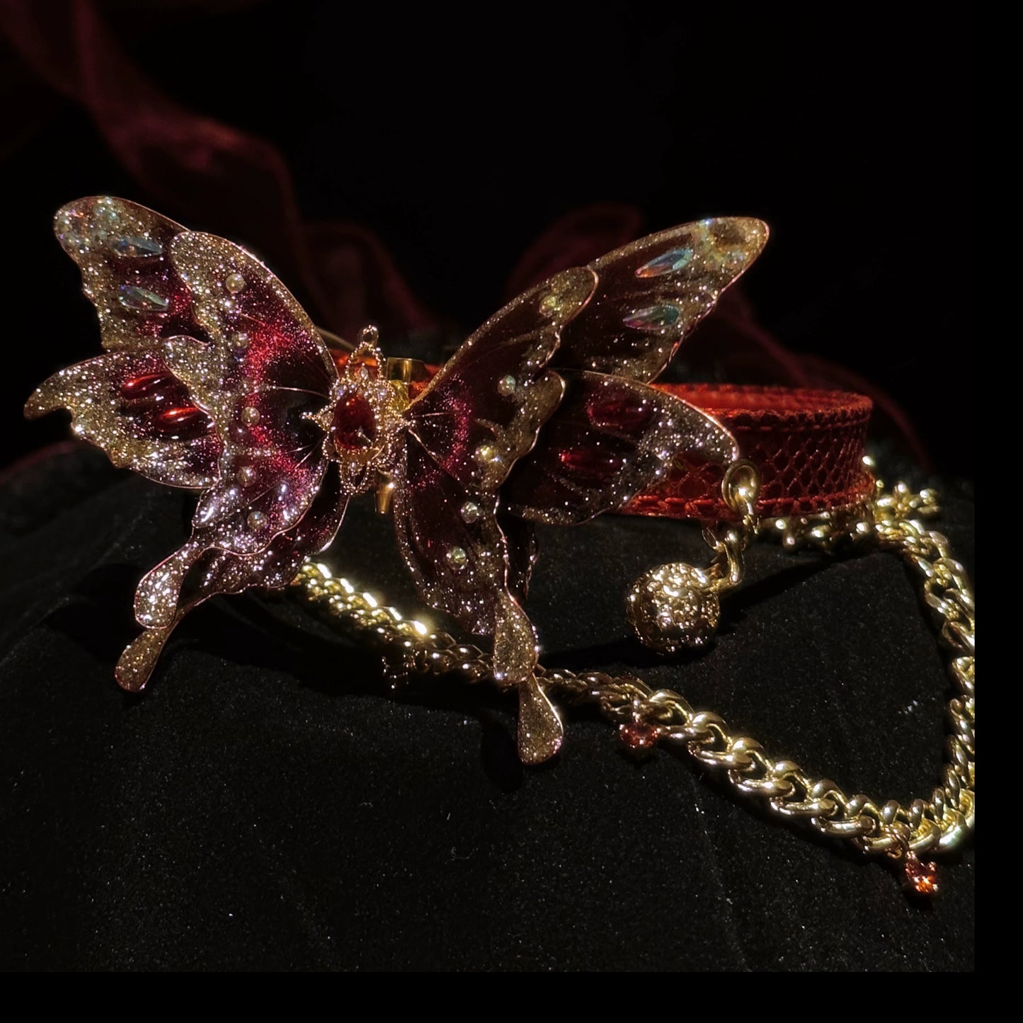 Punk Butterfly Chain Choker For Bdsm, Gothic butterfly Choker Collar
