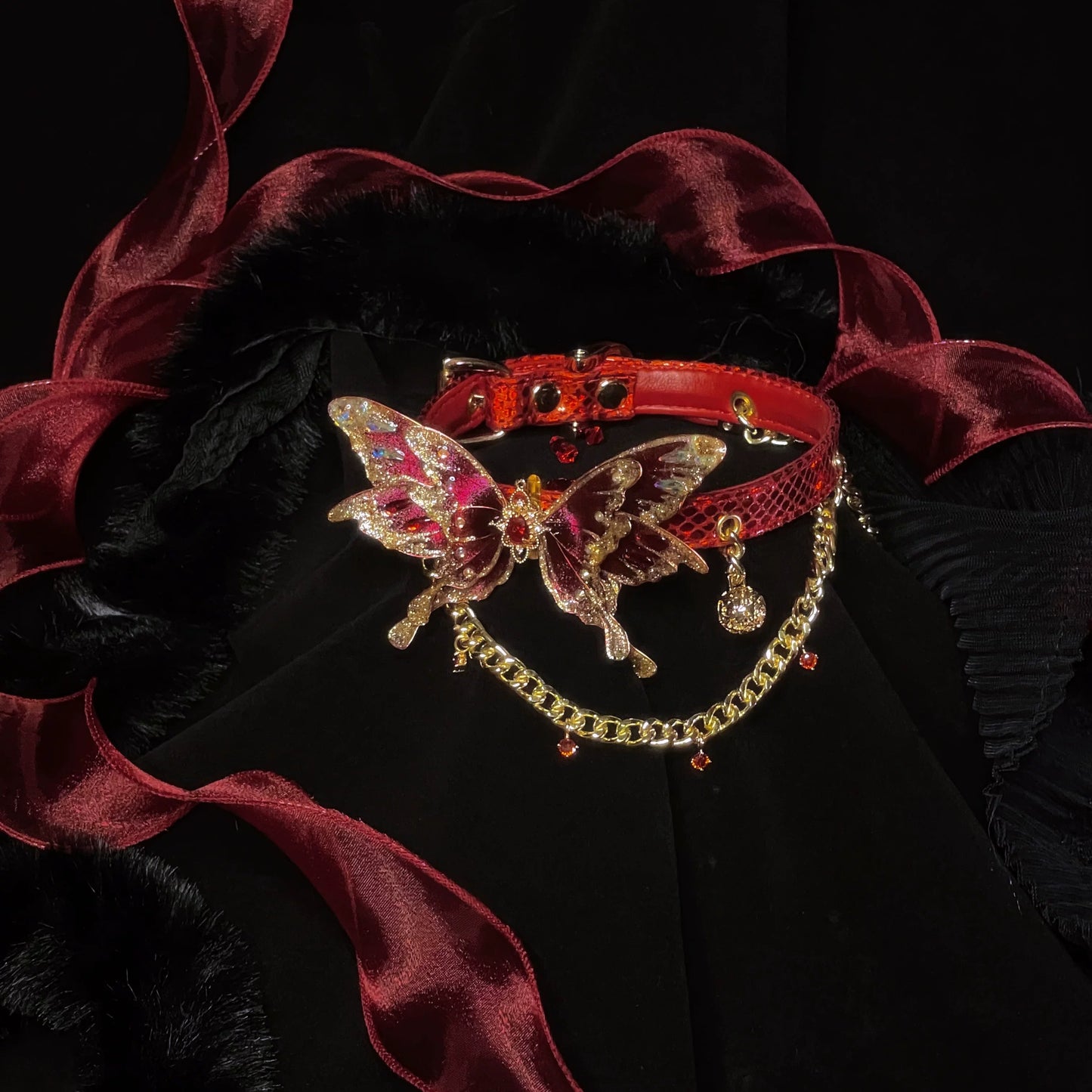 Punk Butterfly Chain Choker For Bdsm, Gothic butterfly Choker Collar