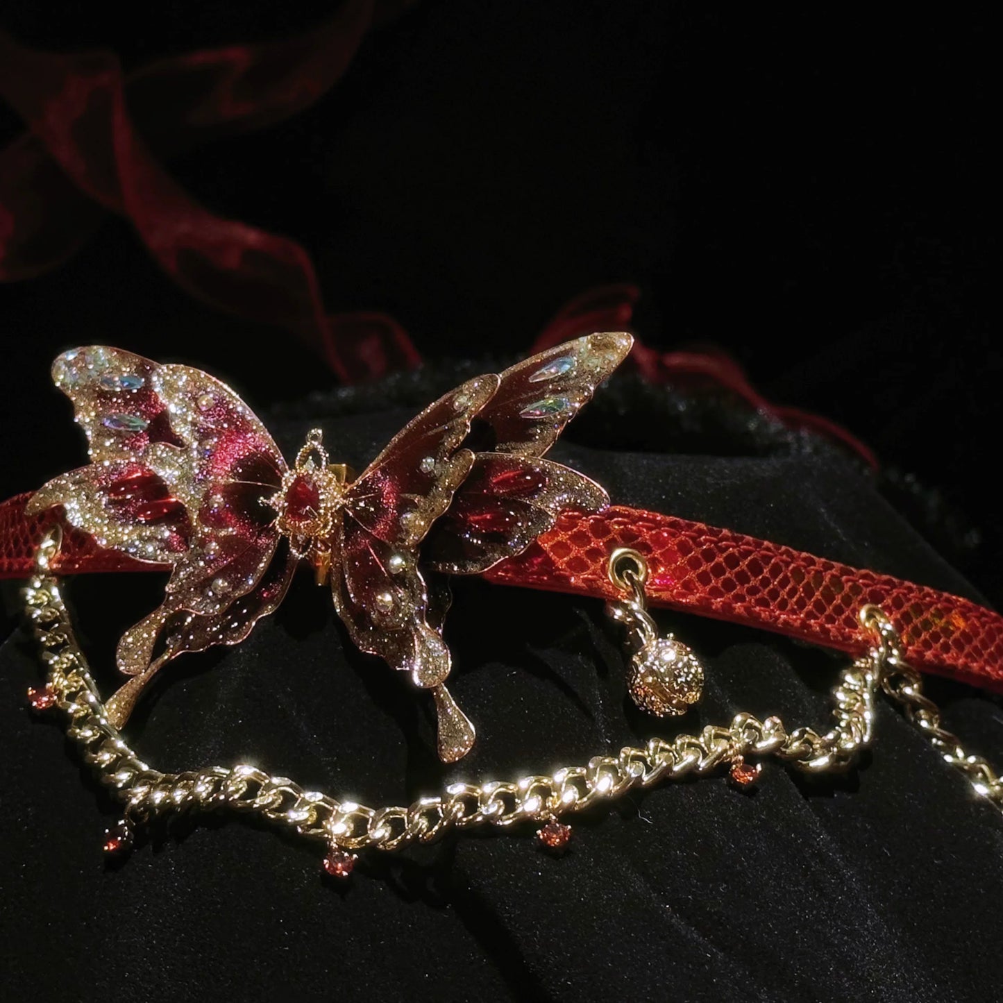 Punk Butterfly Chain Choker For Bdsm, Gothic butterfly Choker Collar