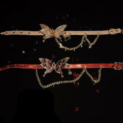 Punk Butterfly Chain Choker For Bdsm, Gothic butterfly Choker Collar
