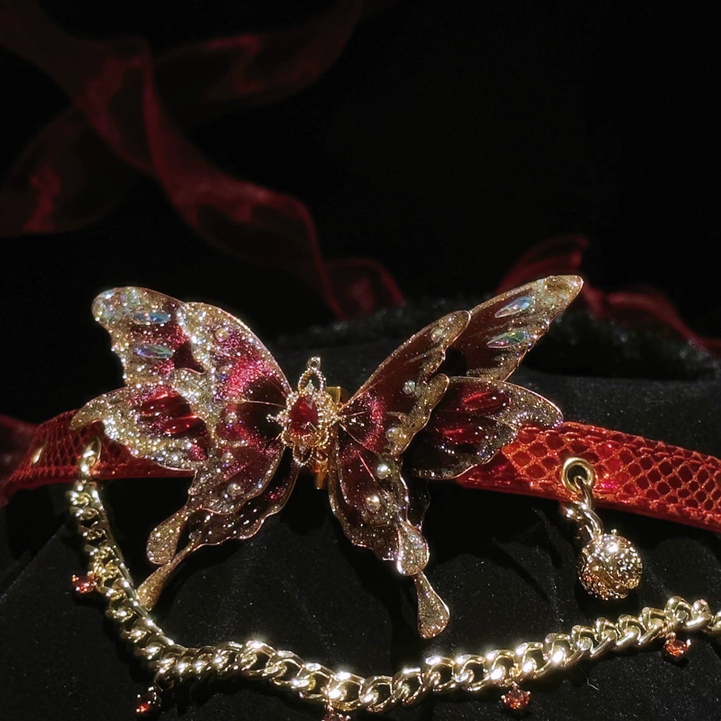 Punk Butterfly Chain Choker For Bdsm, Gothic butterfly Choker Collar