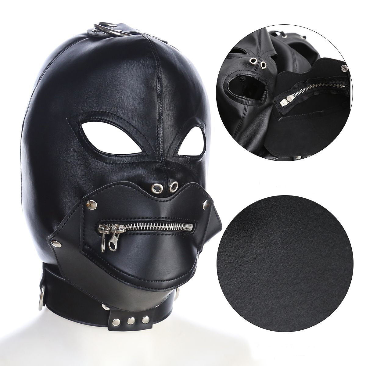 kinstoys bdsm hood adjustable head harness mask removable month