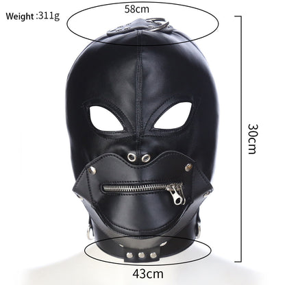 kinstoys bdsm hood adjustable head harness mask removable month