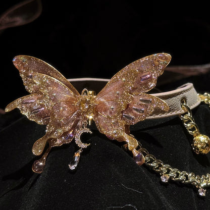Punk Butterfly Chain Choker For Bdsm, Gothic butterfly Choker Collar