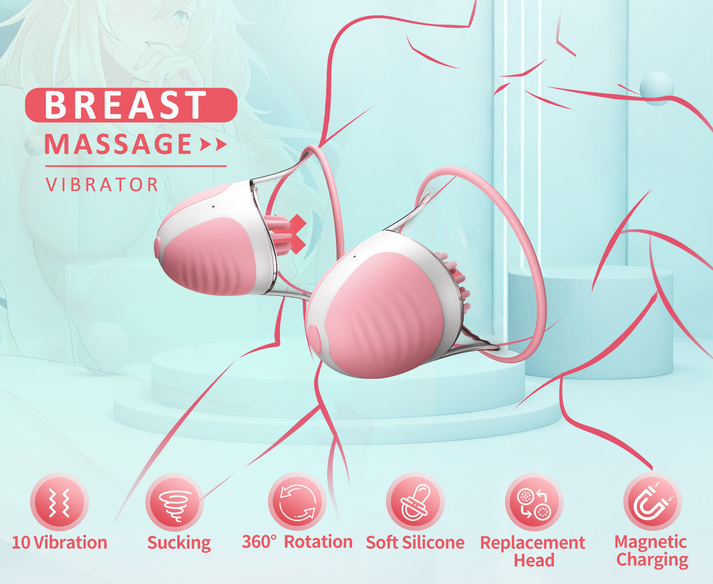 10x Rotating Nipple Suckers Silicone